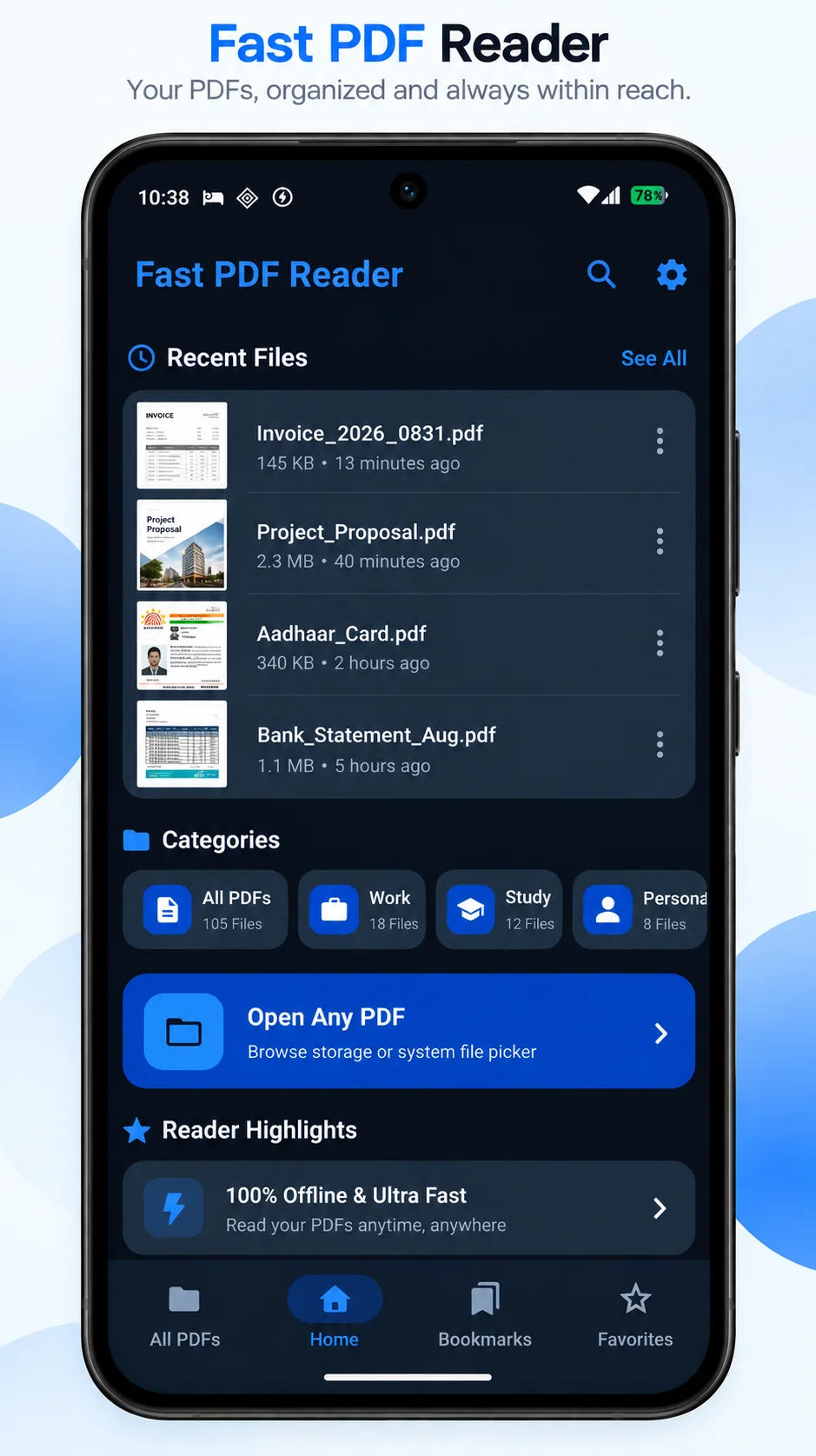 Fast PDF Reader Screen 1